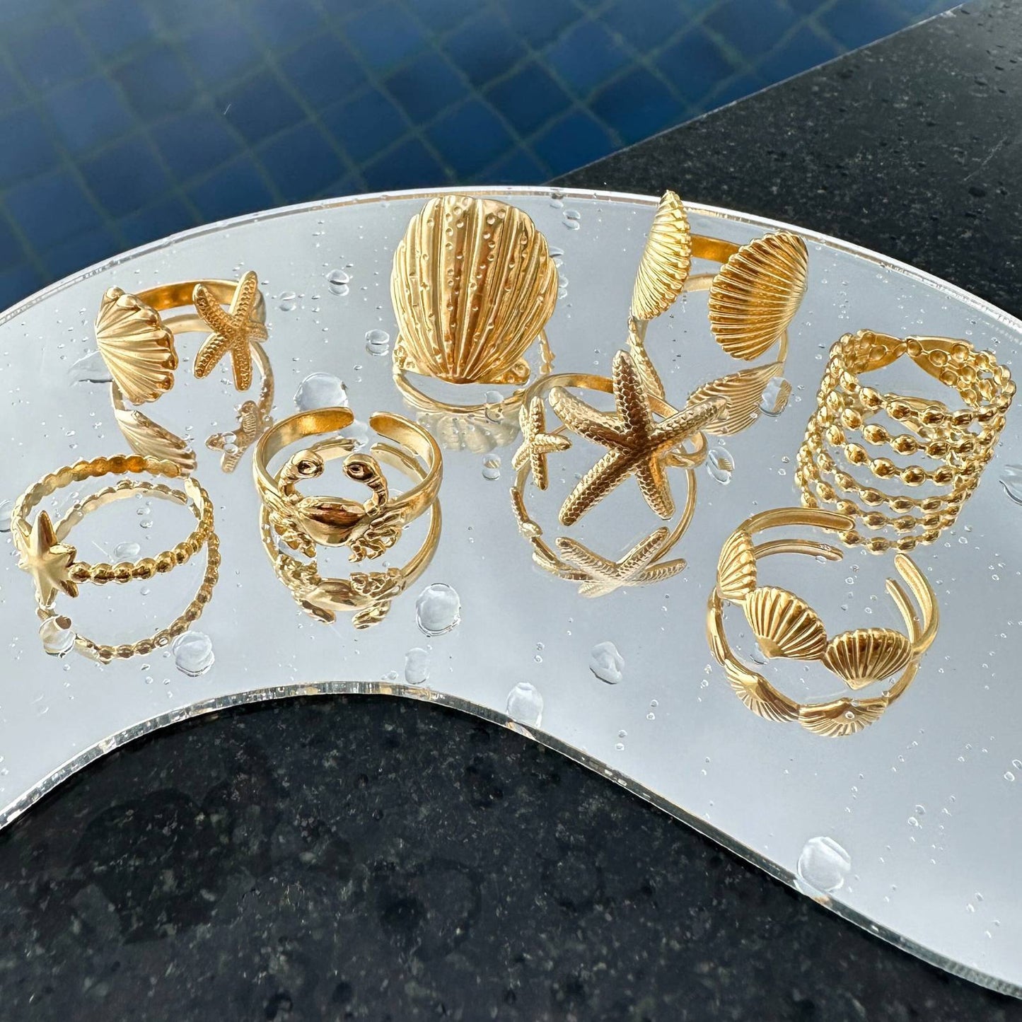 18K gold plated Stainless steel  Starfish finger ring