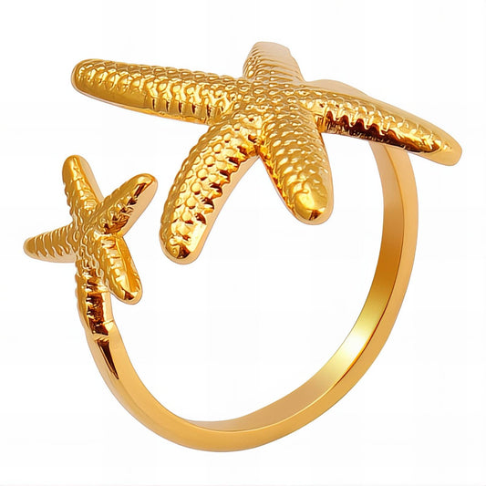 18K gold plated Stainless steel  Starfish finger ring